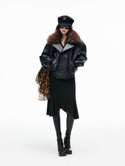 iamxiaa Pebbled Sherpa Quilted Shearling Collar Drop Shoulder Women&