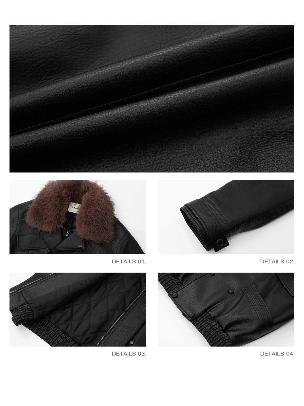 iamxiaa Pebbled Sherpa Quilted Shearling Collar Drop Shoulder Women&
