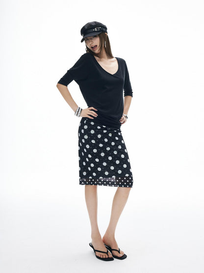 iamxiaa Polka Dot Print Double Layer Low Waist Women&