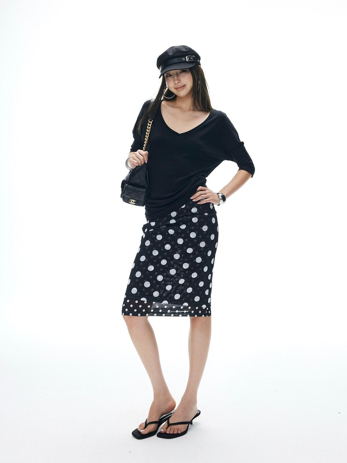 iamxiaa Polka Dot Print Double Layer Low Waist Women&