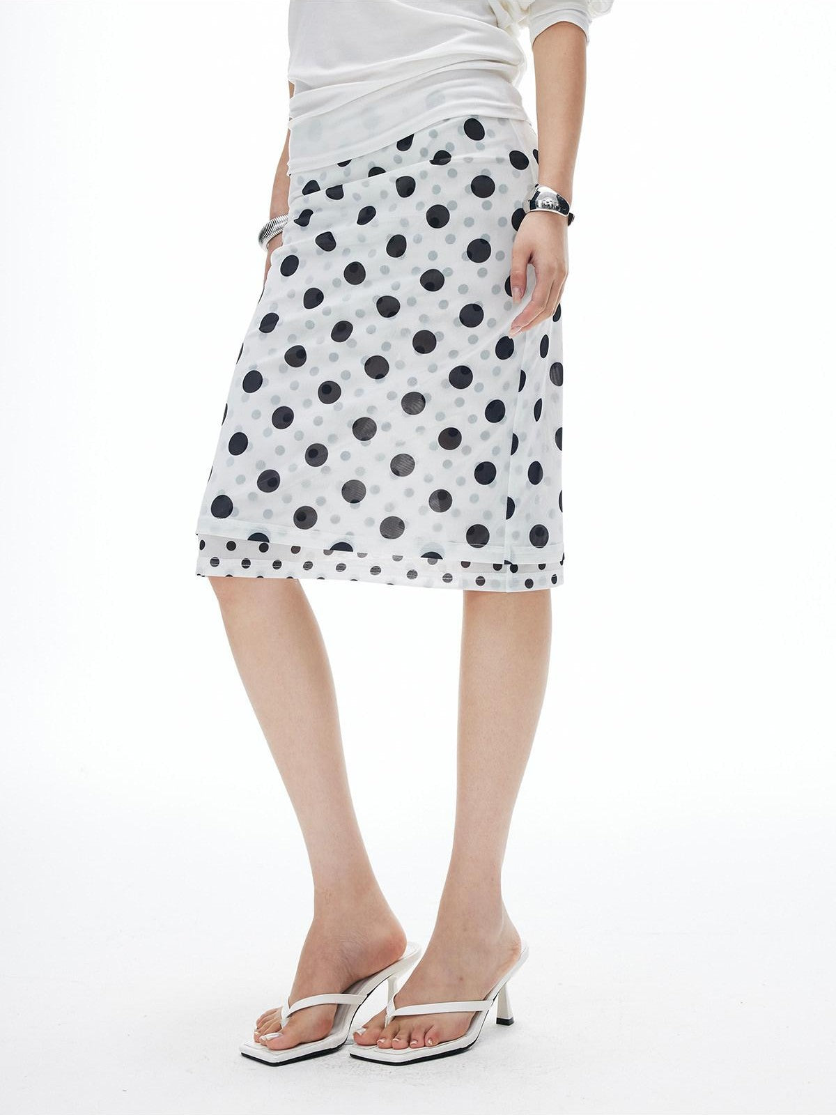 iamxiaa Polka Dot Print Double Layer Low Waist Women&