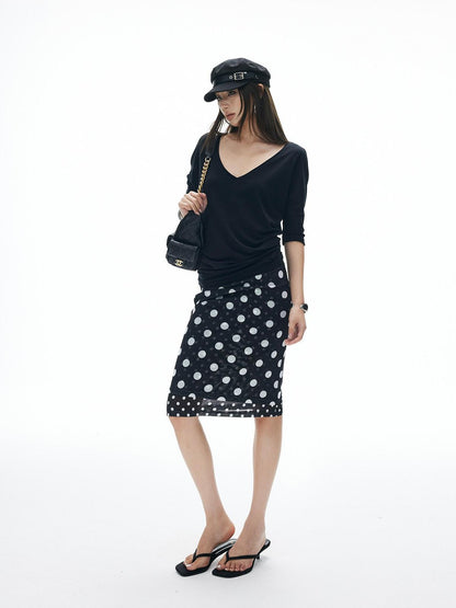 iamxiaa Polka Dot Print Double Layer Low Waist Women&