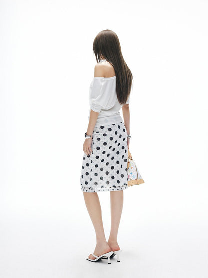 iamxiaa Polka Dot Print Double Layer Low Waist Women&