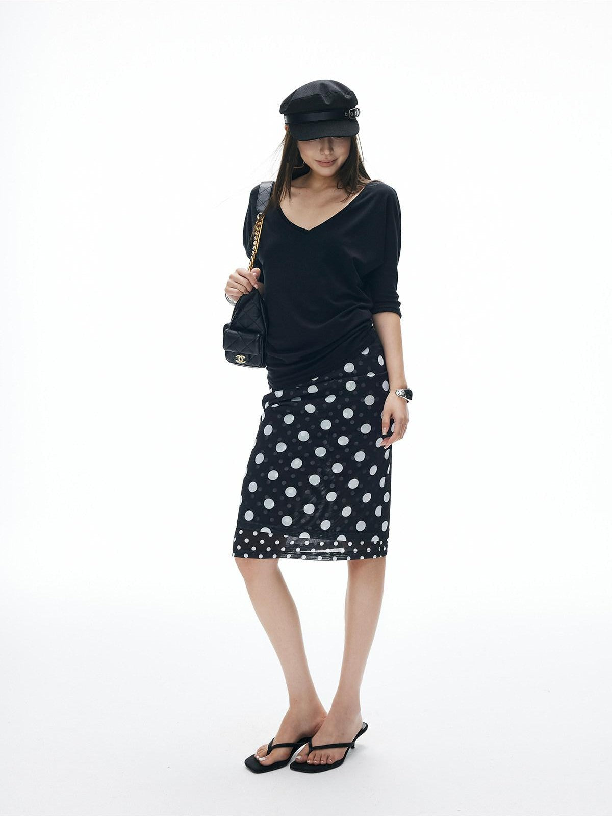 iamxiaa Polka Dot Print Double Layer Low Waist Women&