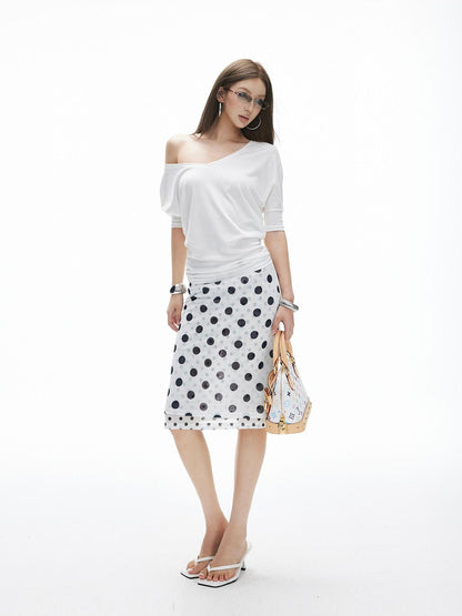 iamxiaa Polka Dot Print Double Layer Low Waist Women&