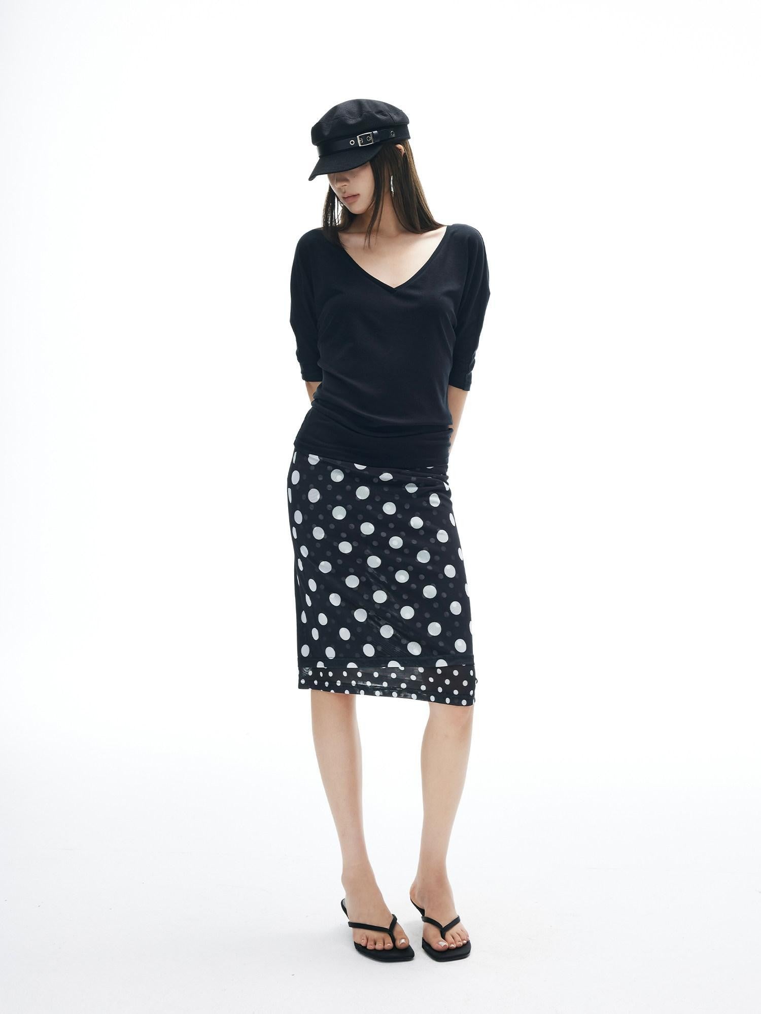 iamxiaa Polka Dot Print Double Layer Low Waist Women&