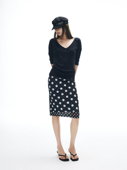 iamxiaa Polka Dot Print Double Layer Low Waist Women&