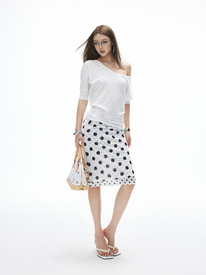iamxiaa Polka Dot Print Double Layer Low Waist Women&