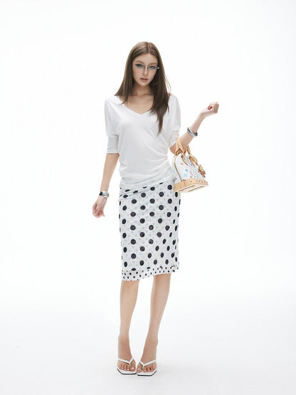 iamxiaa Polka Dot Print Double Layer Low Waist Women&