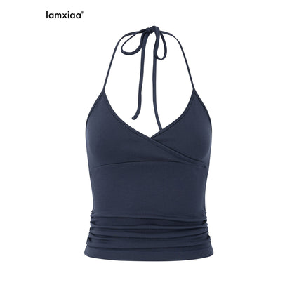 iamxiaa_Prussian_Blue_Halter_Foldover_Waist_Knit_Flare_Women&