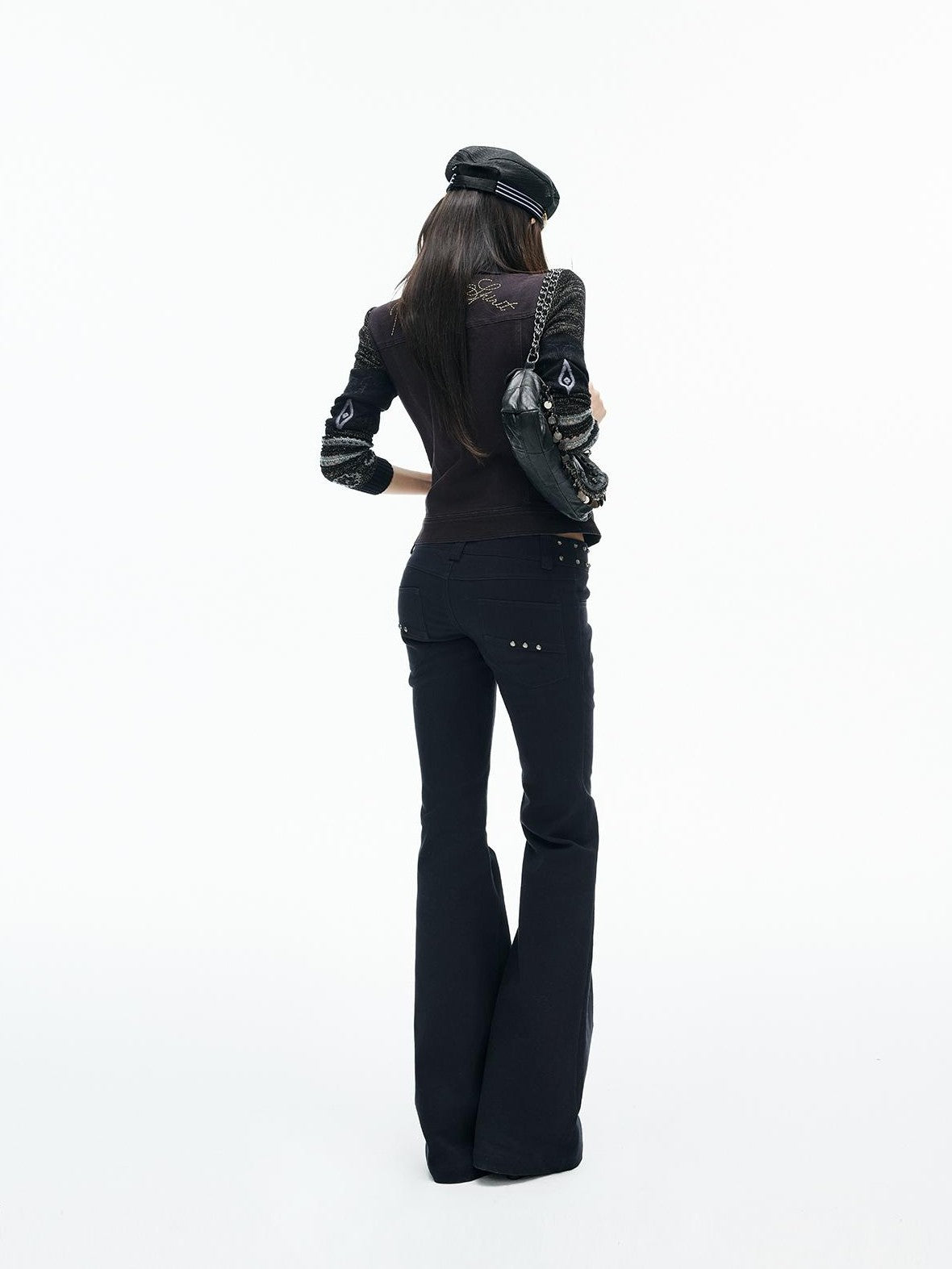 iamxiaa Punk Studded Low Waist Cotton Lyocell Women&