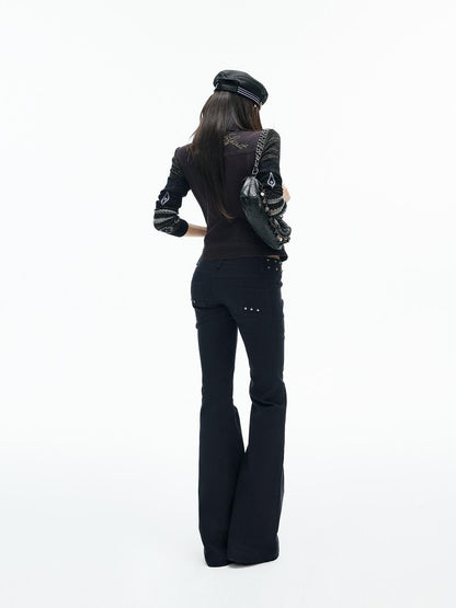 iamxiaa Punk Studded Low Waist Cotton Lyocell Women&