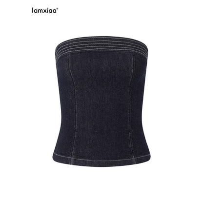 iamxiaa_Raw_Denim_Colorblock_Bustier_Women&