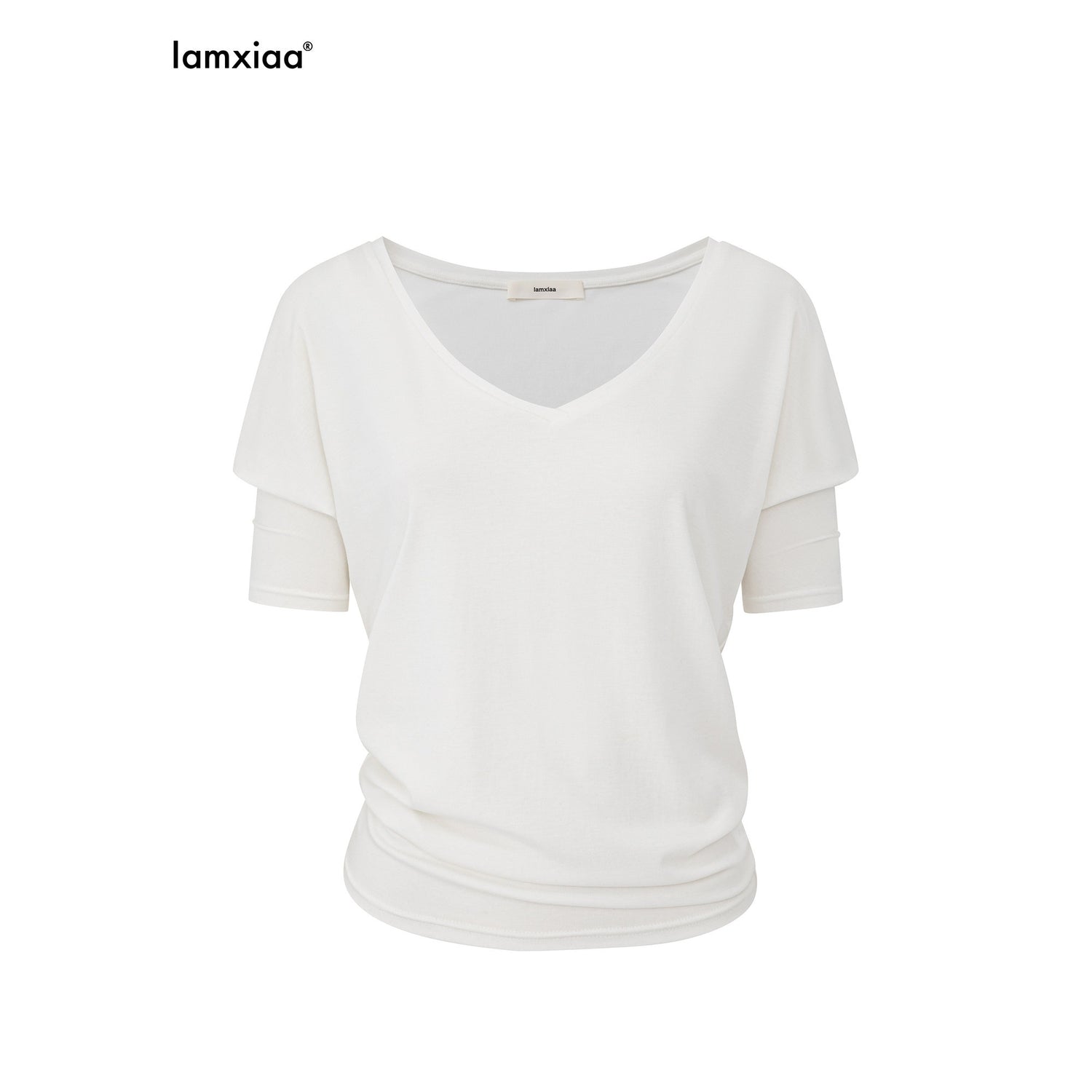 iamxiaa_Relaxed_V-neck_Batwing_Asymmetric_Shoulder_Women&