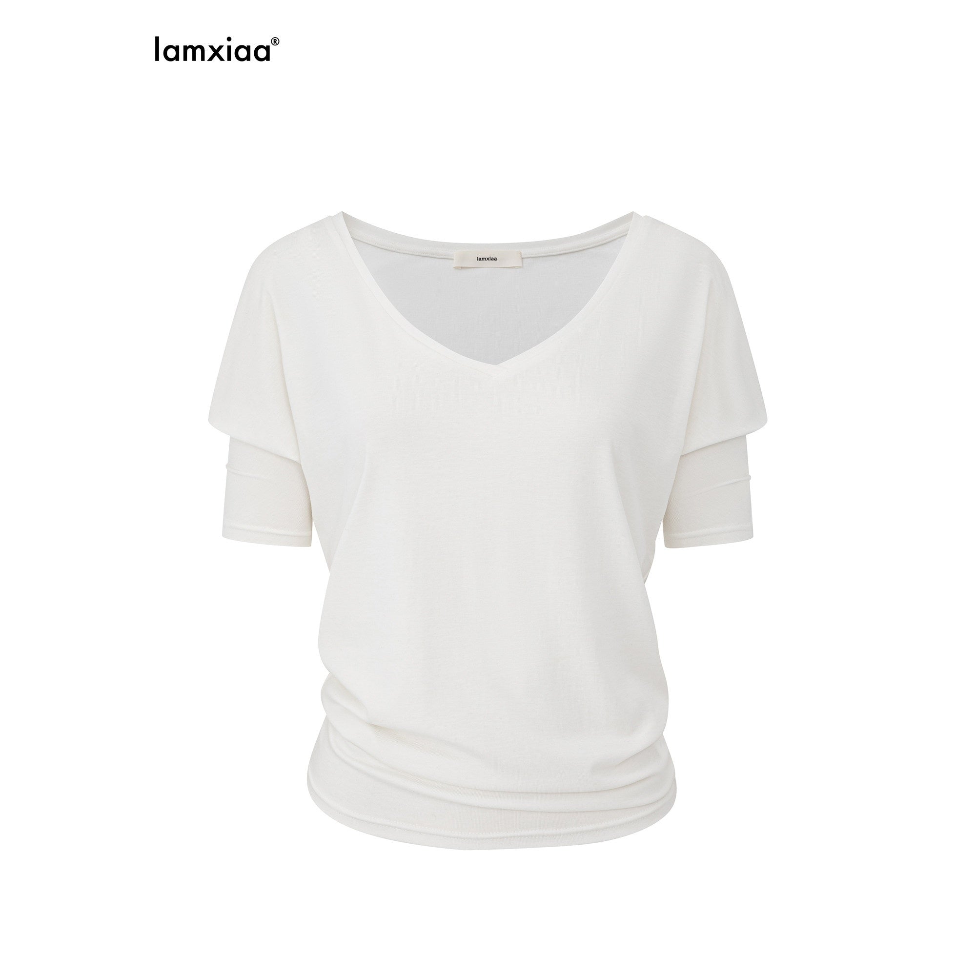 iamxiaa_Relaxed_V-neck_Batwing_Asymmetric_Shoulder_Women&