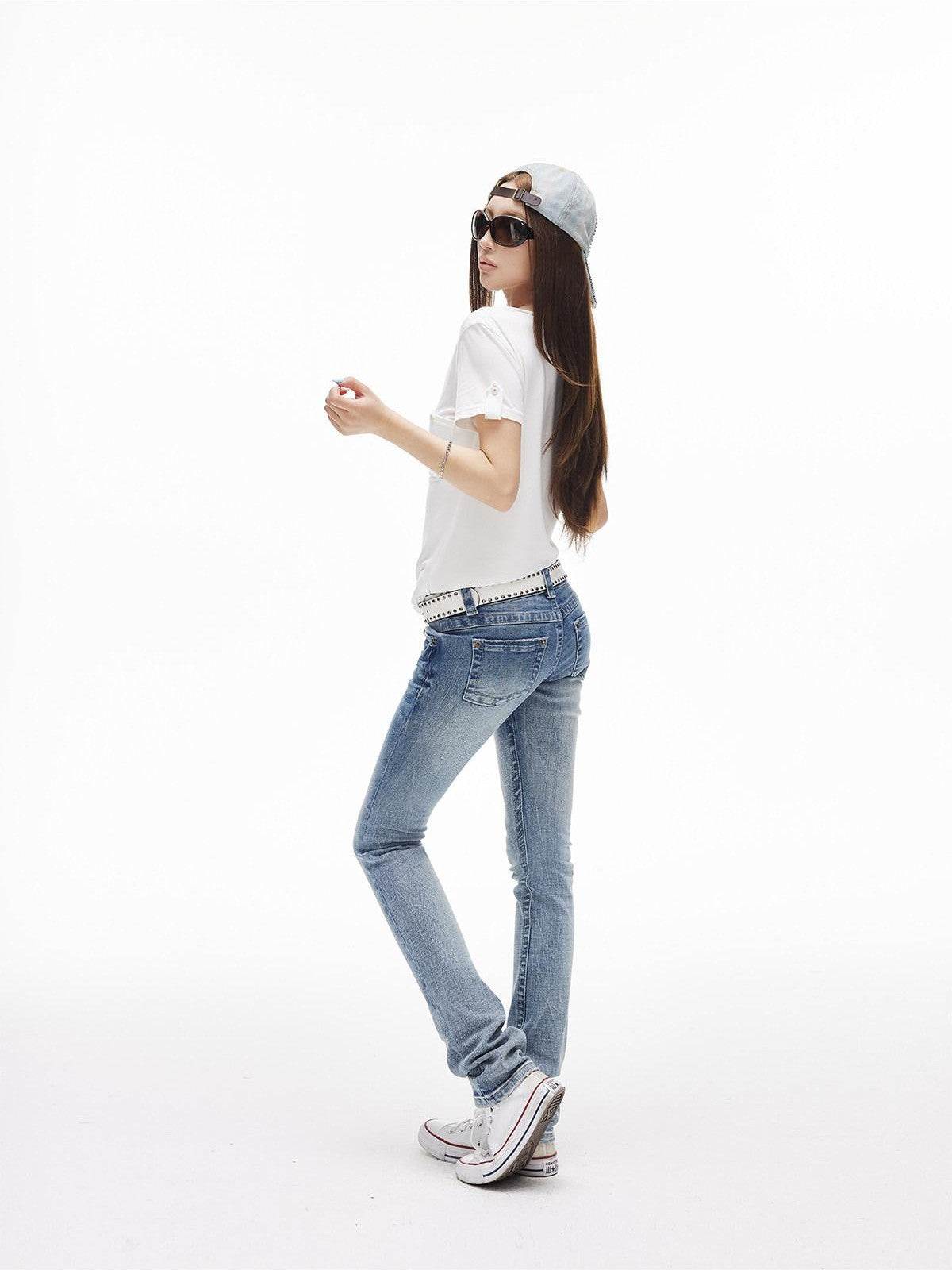 iamxiaa Retro Distressed Small Rips Low Rise Women&