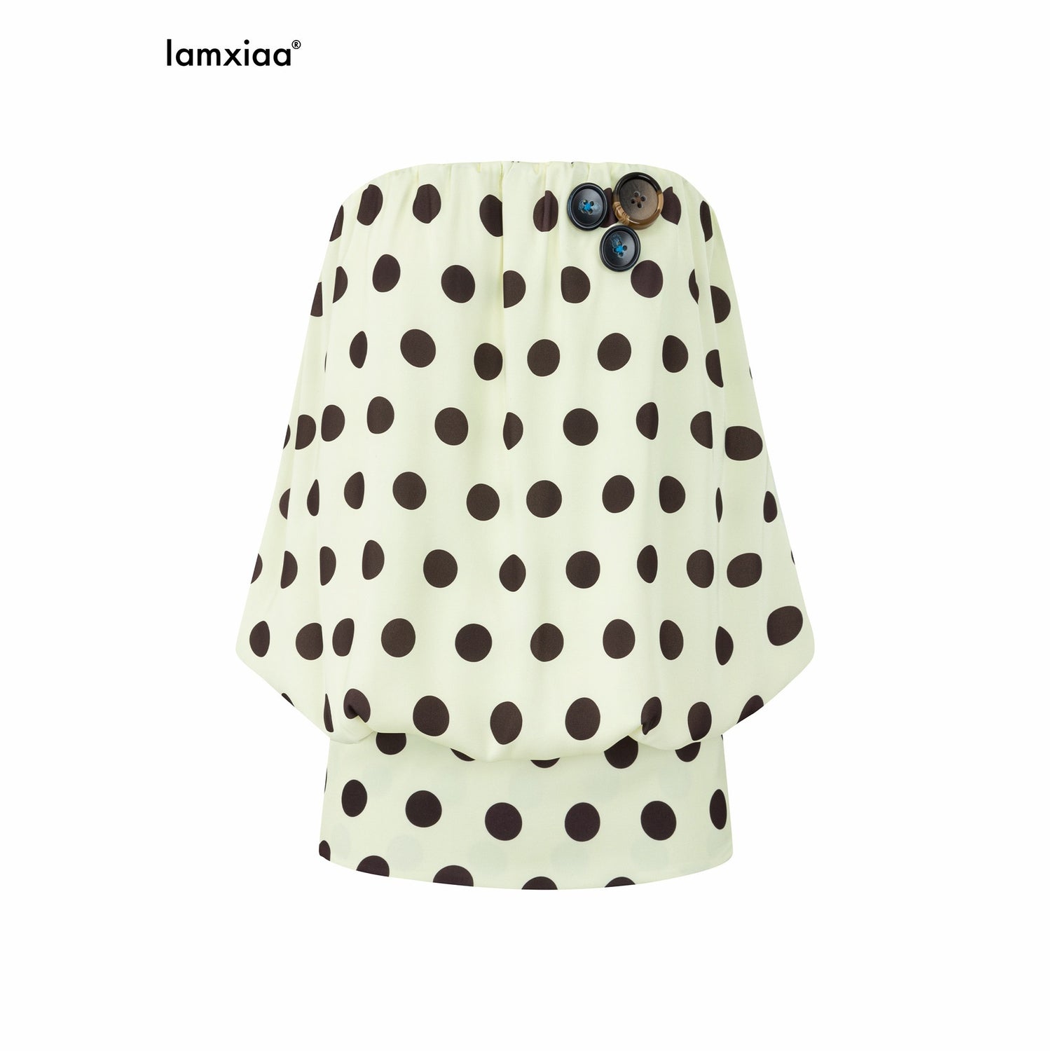 iamxiaa_Retro_Yellow_Brown_Large_Polka_Dot_Button_Low_Waist_Women&