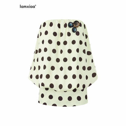 iamxiaa_Retro_Yellow_Brown_Large_Polka_Dot_Button_Low_Waist_Women&