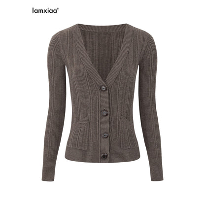 iamxiaa_Rib_Knit_V-neck_Vintage_Buttons_Double_Pocket_Slim_Women&