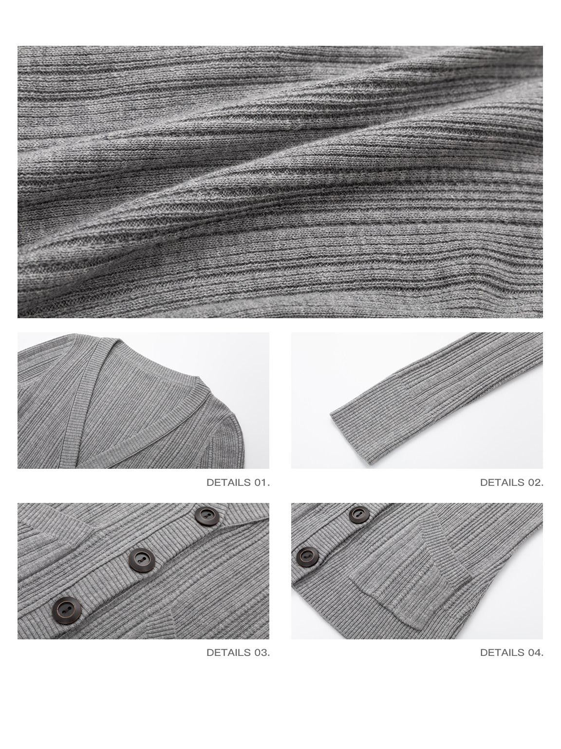 iamxiaa Rib Knit V-neck Vintage Buttons Double Pocket Slim Women&