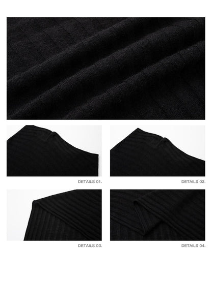 iamxiaa Ribbed Heavy Knit Asymmetrical Off Shoulder Women&