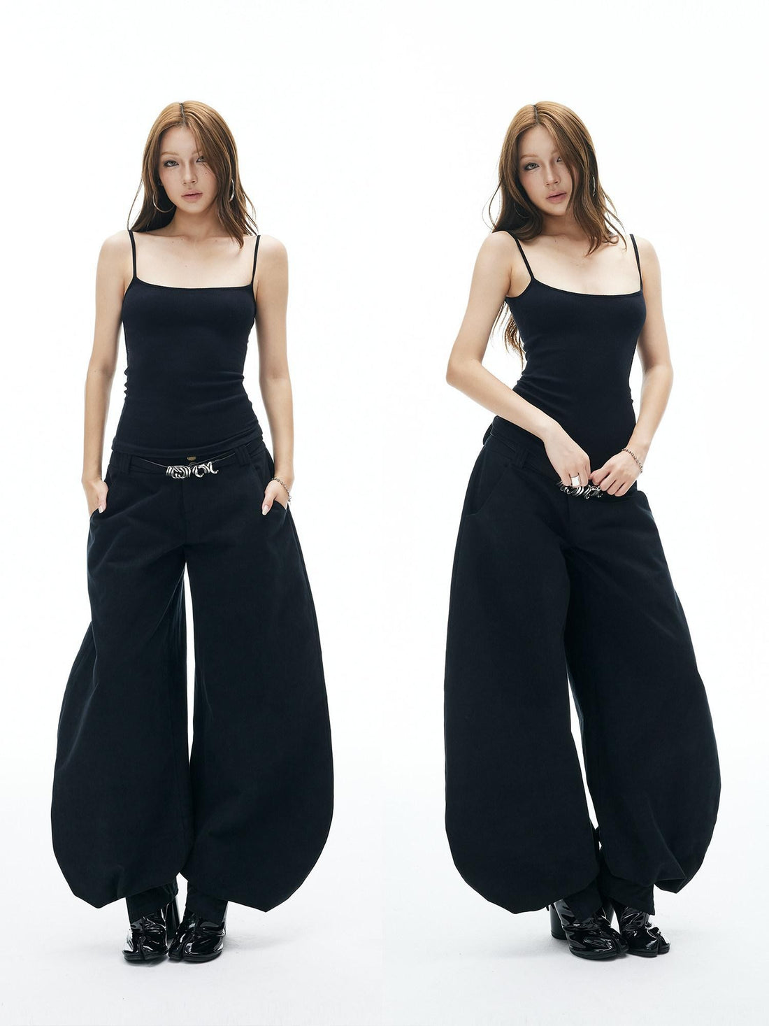 iamxiaa Ribbed Knit Slim Fit Thin Straps U Neck Women&