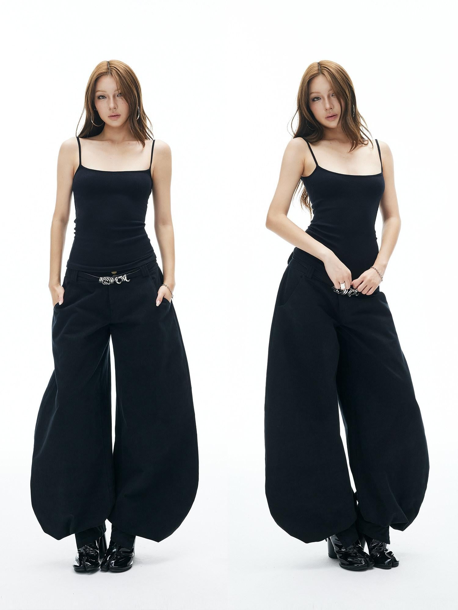 iamxiaa Ribbed Knit Slim Fit Thin Straps U Neck Women&
