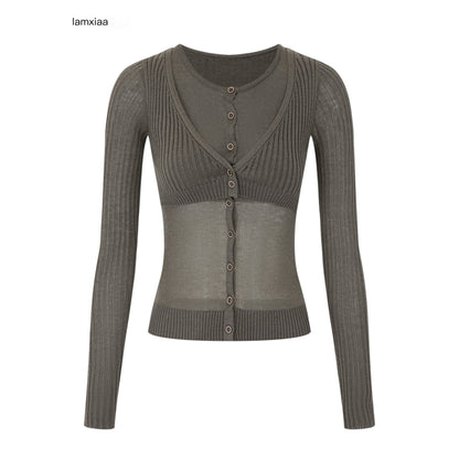 iamxiaa_Ribbed_V-neck_Button_Faux_Two_Piece_Slim_Fit_Knit_Women&