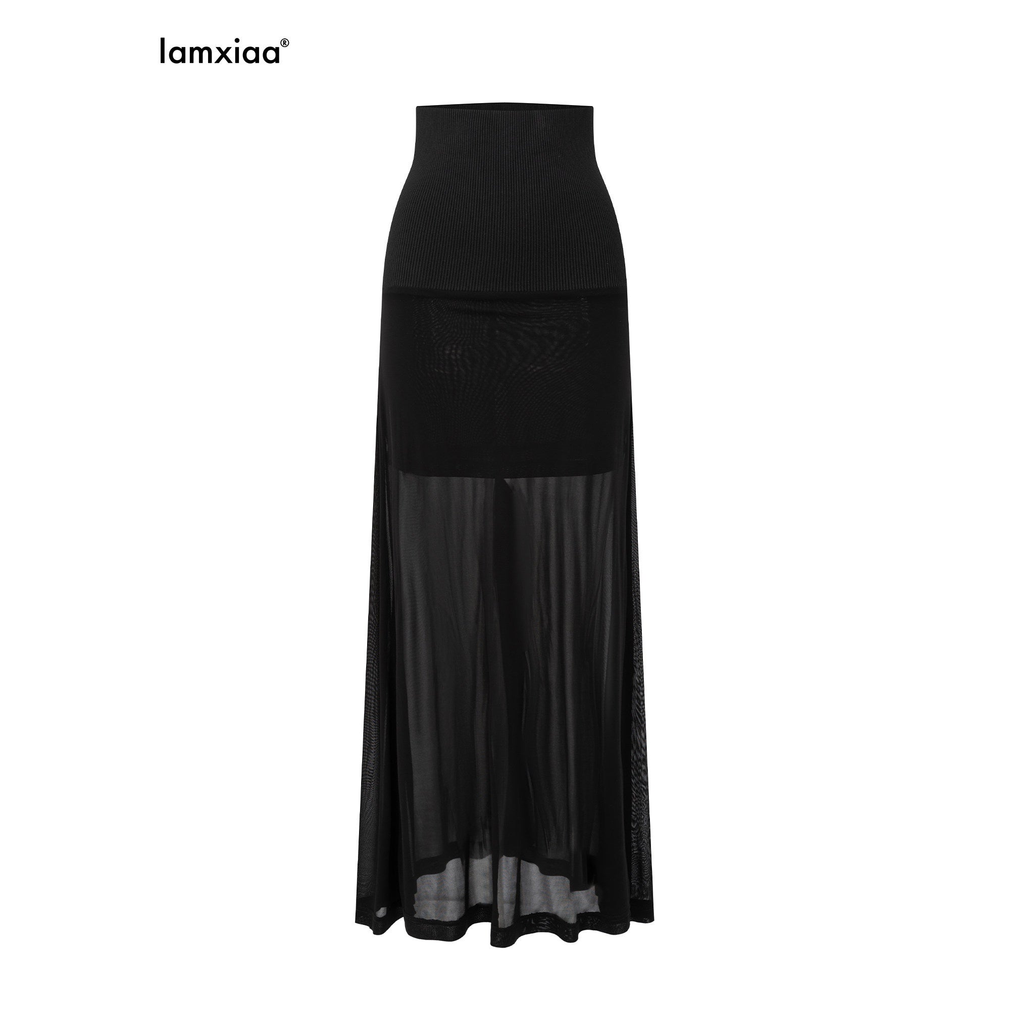 iamxiaa_Ribbed_Waist_Back_Slit_Sheer_Tulle_Micro_A_Line_Slim_Women&