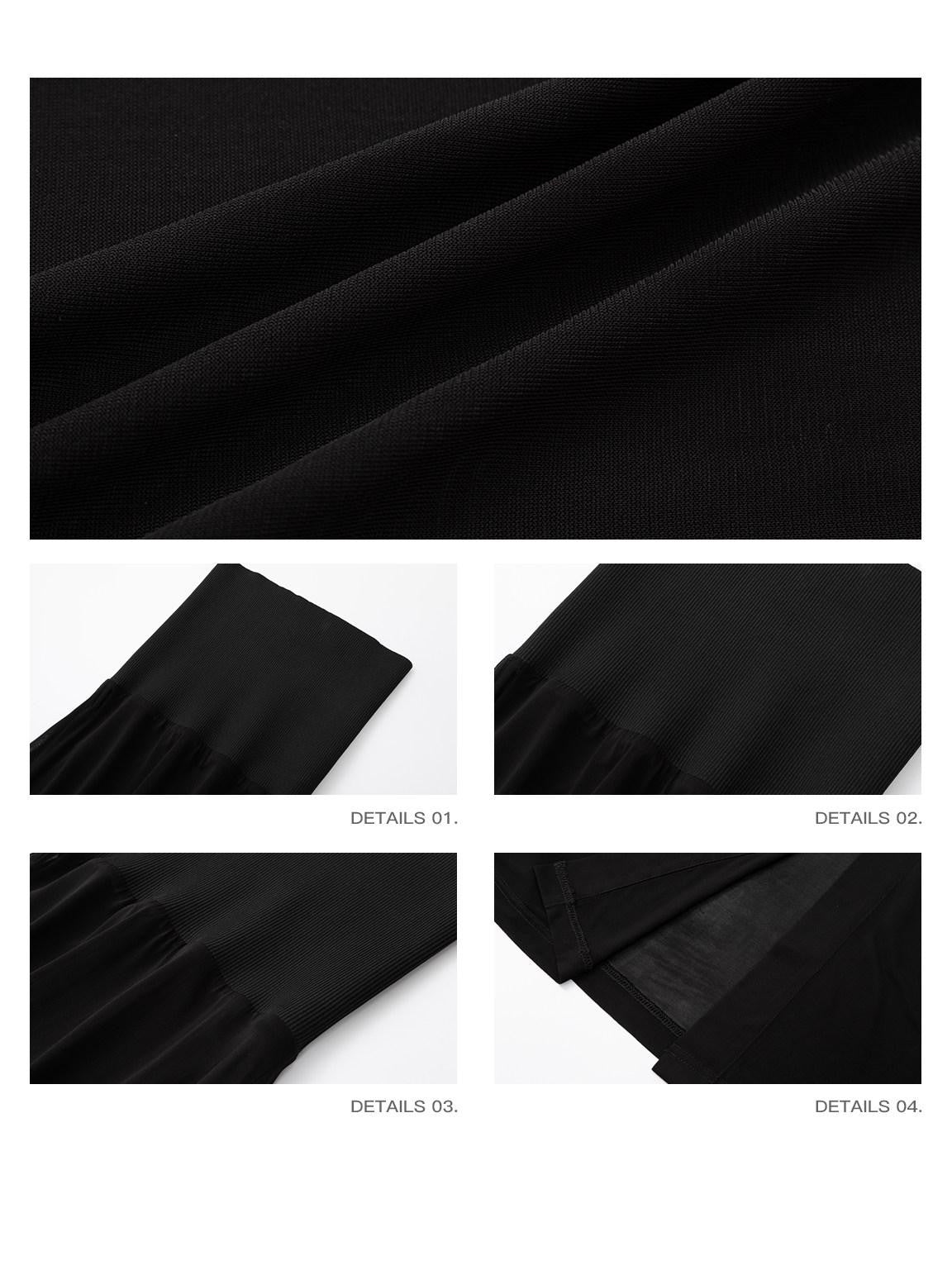 iamxiaa Ribbed Waist Back Slit Sheer Tulle Micro A Line Slim Women&
