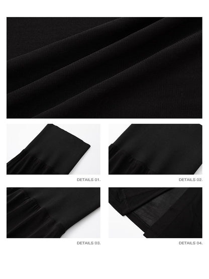 iamxiaa Ribbed Waist Back Slit Sheer Tulle Micro A Line Slim Women&