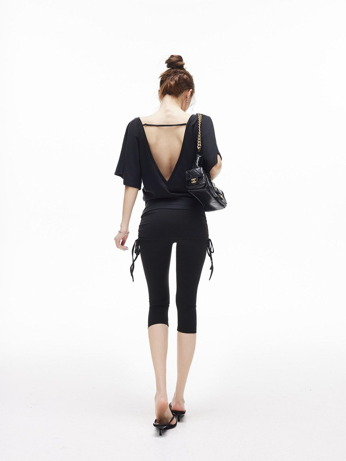 iamxiaa Ruched Drawstring Panel Low Waist Women&