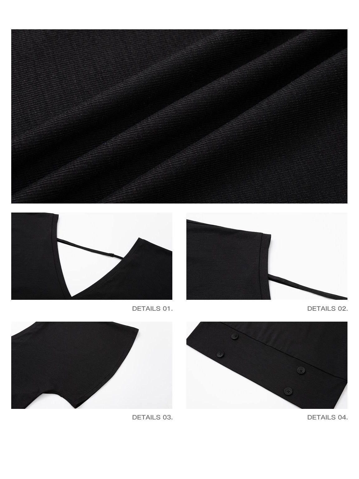 iamxiaa Ruffle Sleeve V-neck Adjustable Open Back Buttons Women&