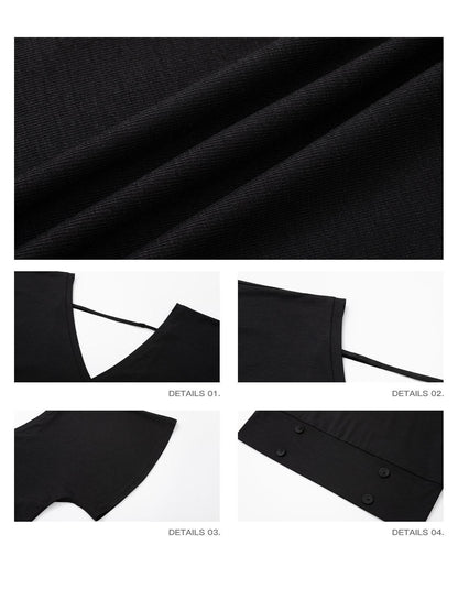 iamxiaa Ruffle Sleeve V-neck Adjustable Open Back Buttons Women&