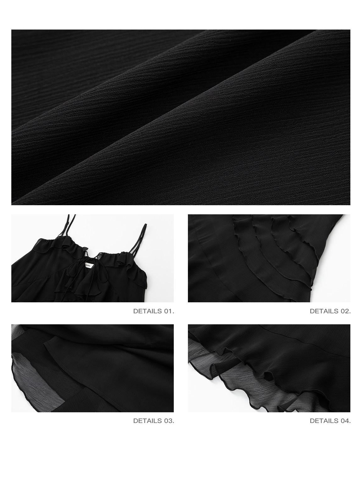 iamxiaa Ruffled Double Layer Irregular Wavy A Line Convertible Women&
