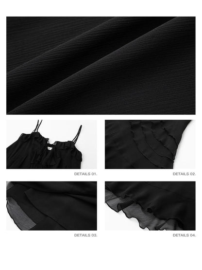 iamxiaa Ruffled Double Layer Irregular Wavy A Line Convertible Women&