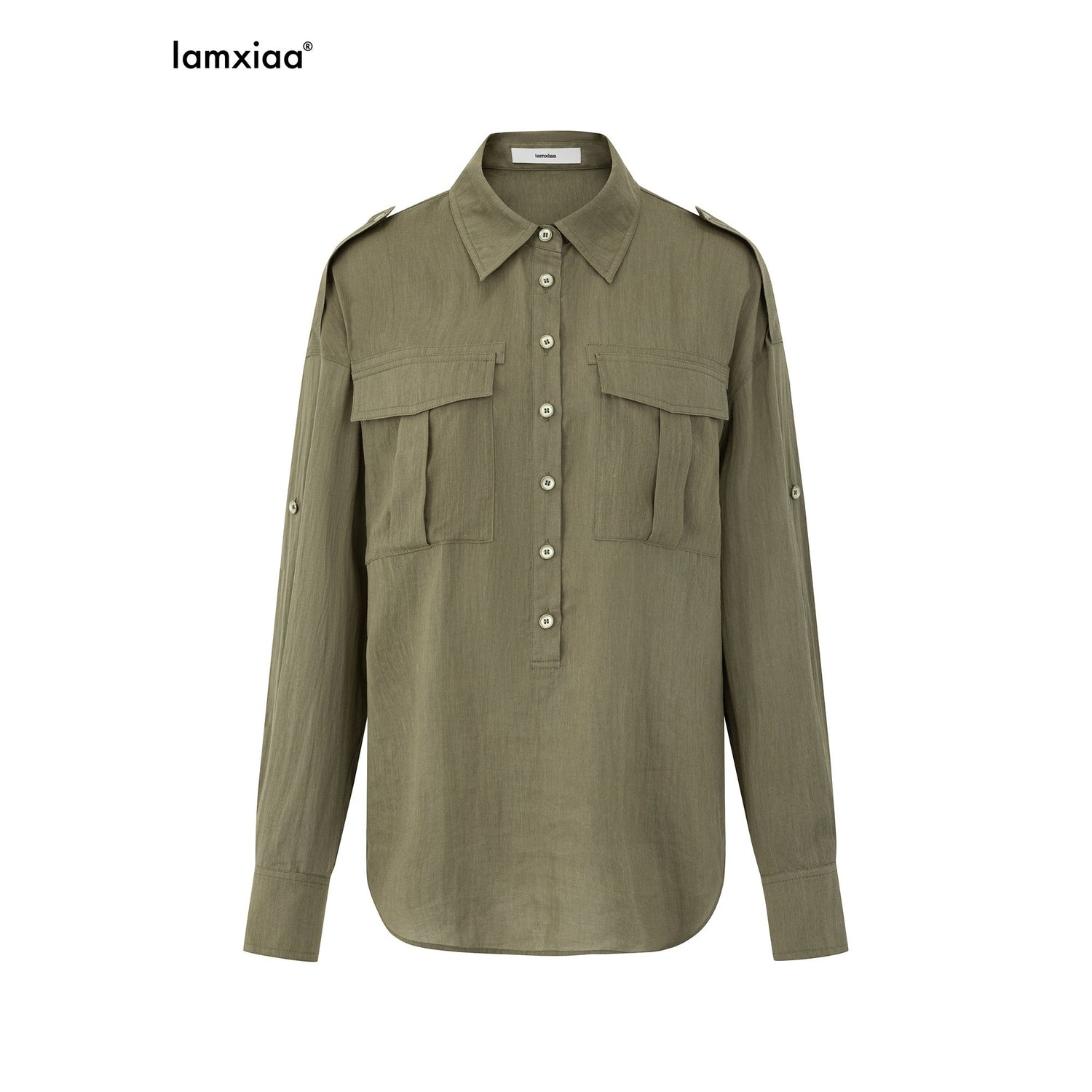 iamxiaa_Sage_Green_Epaulet_Utility_Pockets_Cinch_Waist_Women&