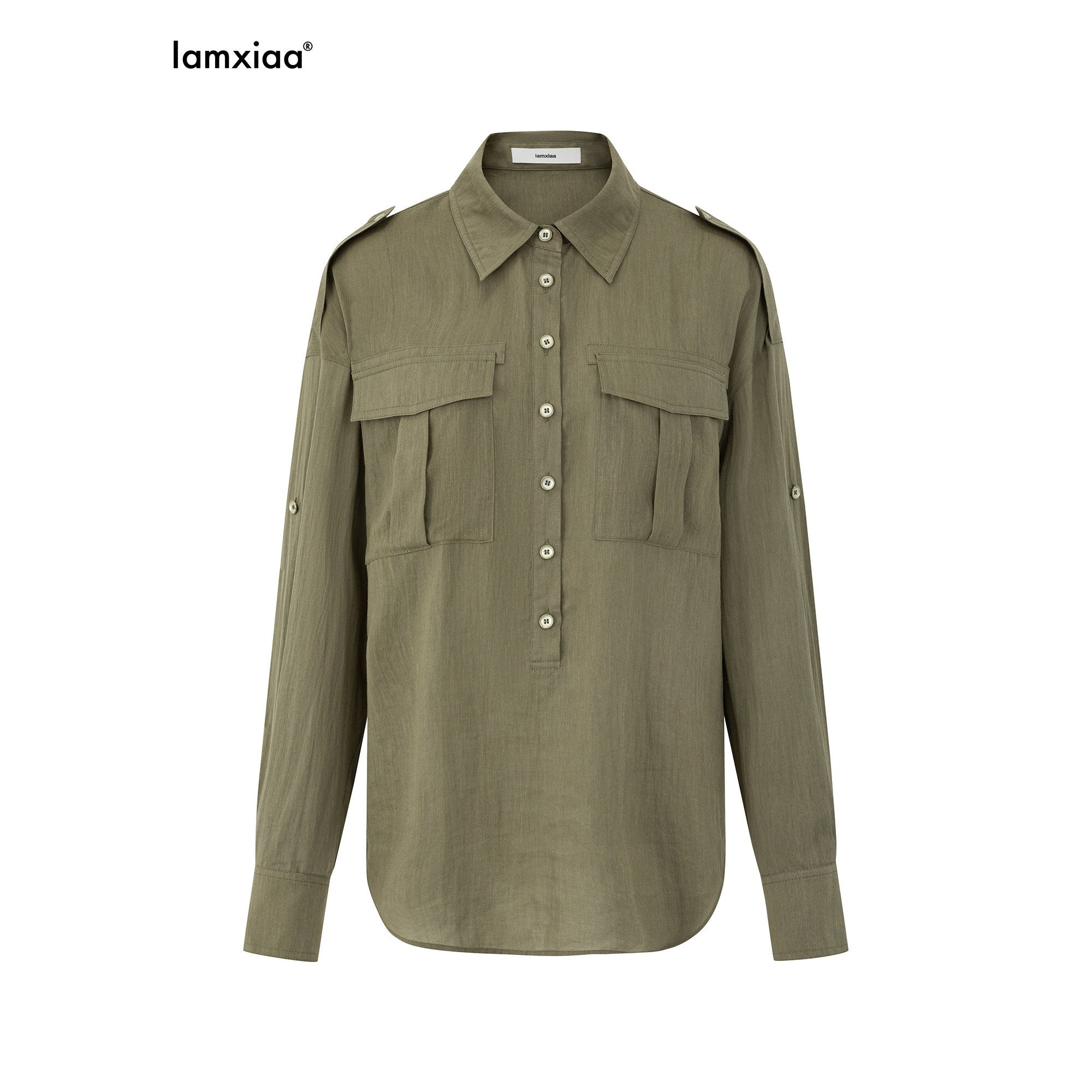 iamxiaa_Sage_Green_Epaulet_Utility_Pockets_Cinch_Waist_Women&