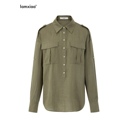 iamxiaa_Sage_Green_Epaulet_Utility_Pockets_Cinch_Waist_Women&