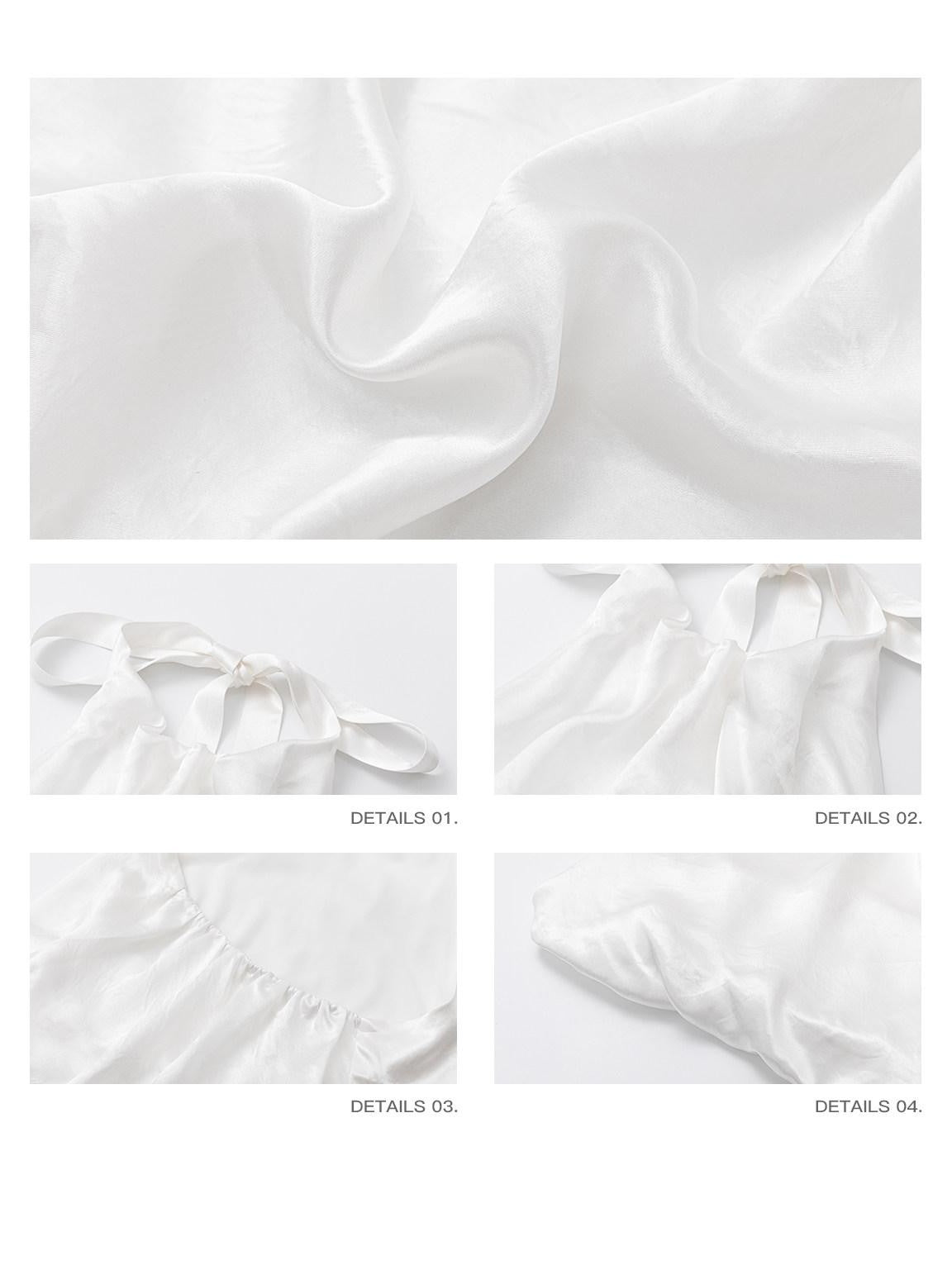 iamxiaa Satin Halter Tie Open Back A Line Loose Short Women&
