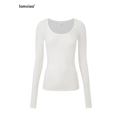 iamxiaa_Semi_Sheer_Fine_Ribbed_U_Neck_Slim_Fit_Women&