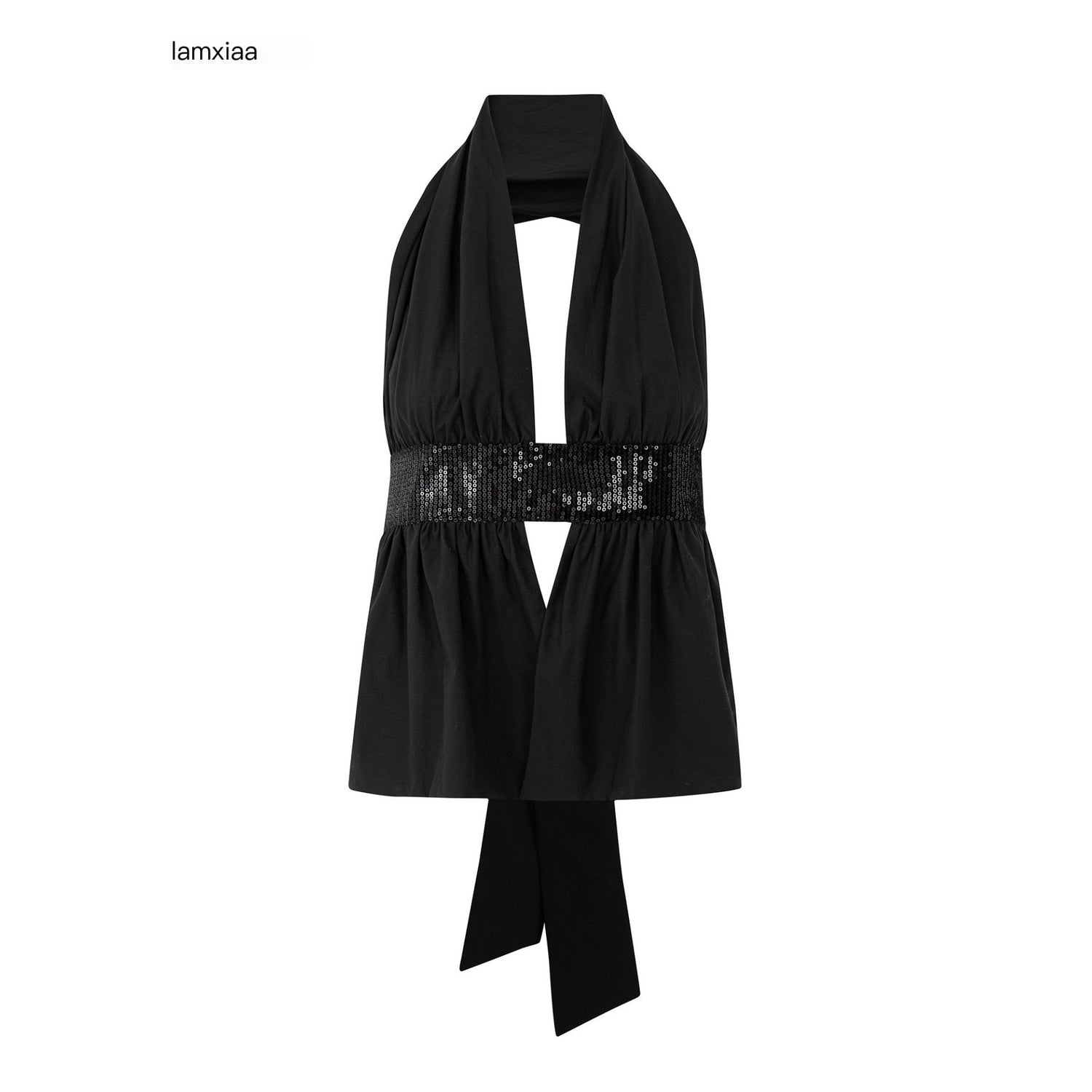 iamxiaa_Sequin_Ruched_Waist_Cinch_Bare_Back_Tie_Women&
