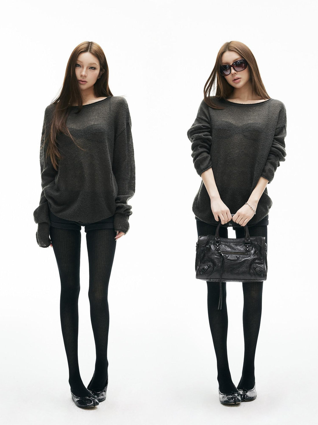 iamxiaa Sheer Boat Neck Drop Shoulder Women&