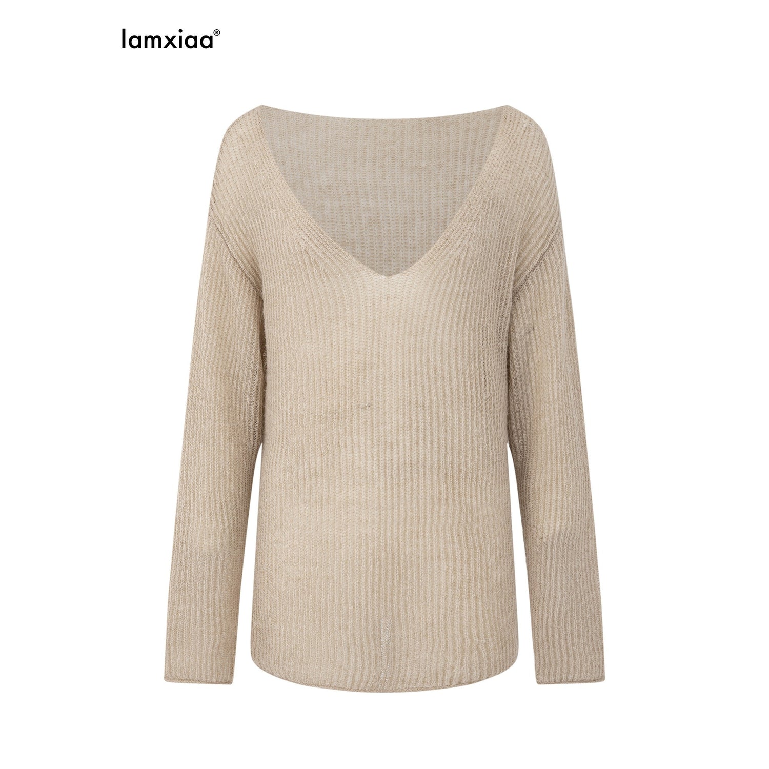 iamxiaa_Sheer_Openwork_Deep_V-neck_Loose_Knit_Women&