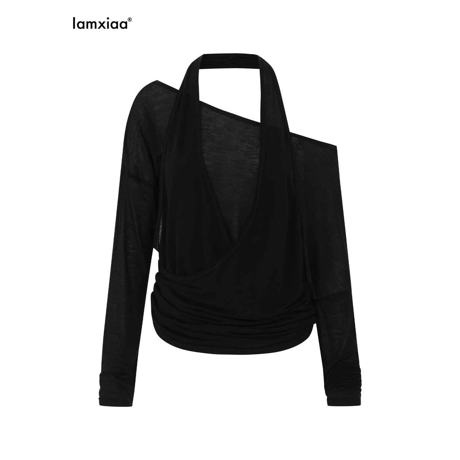 iamxiaa_Sheer_Ruched_Halter_Asymmetrical_Layered_Women&