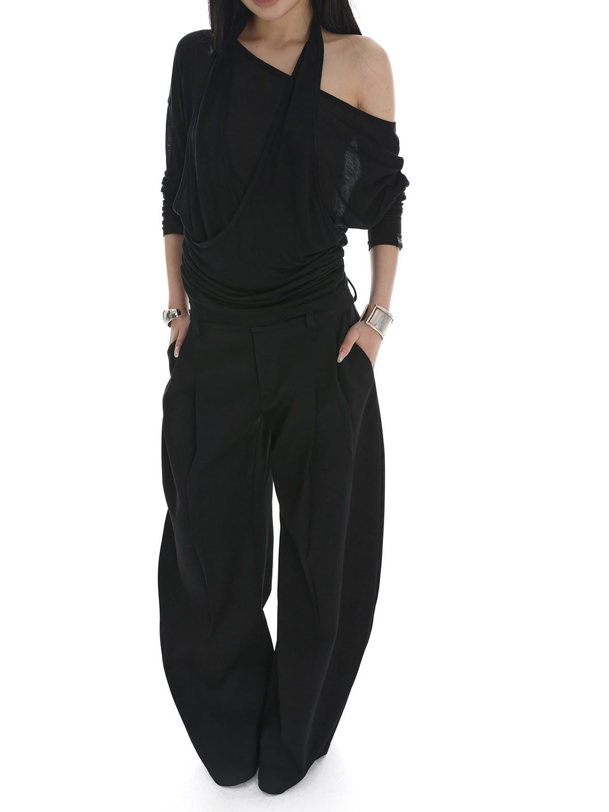 iamxiaa Sheer Ruched Halter Asymmetrical Layered Women&