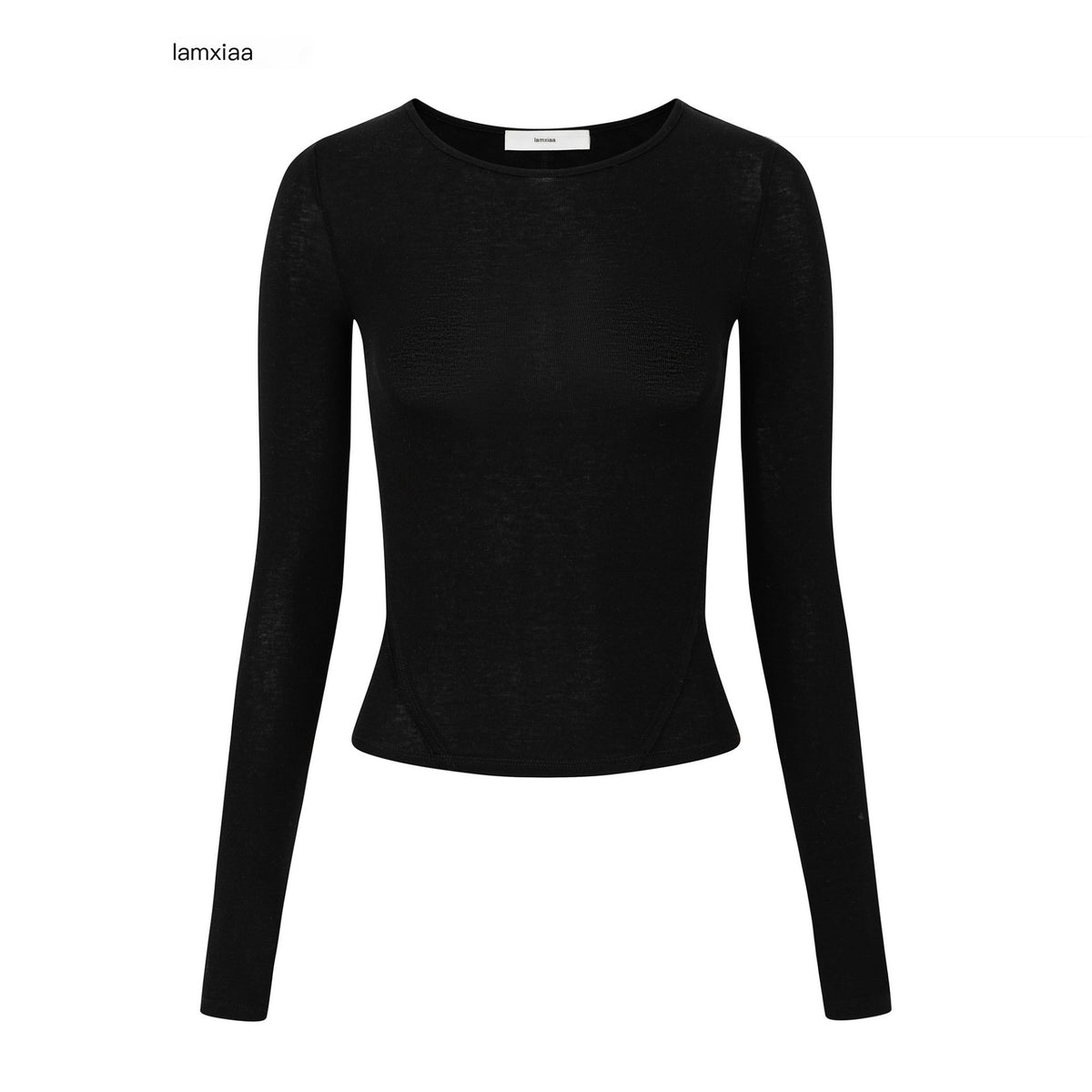 iamxiaa_Slim_Fit_Raw_Edge_Split_Thumbhole_Crewneck_Lyocell_Wool_Women&