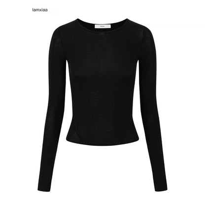 iamxiaa_Slim_Fit_Raw_Edge_Split_Thumbhole_Crewneck_Lyocell_Wool_Women&