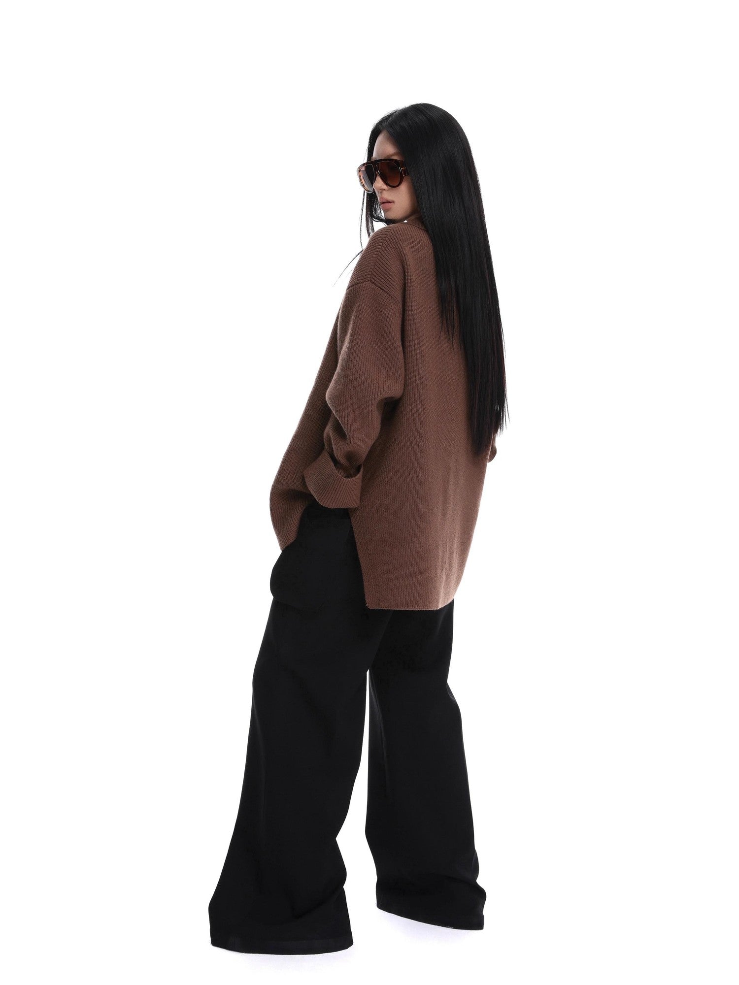 iamxiaa Slouchy Oversized V-neck Relaxed Outerwear Women&