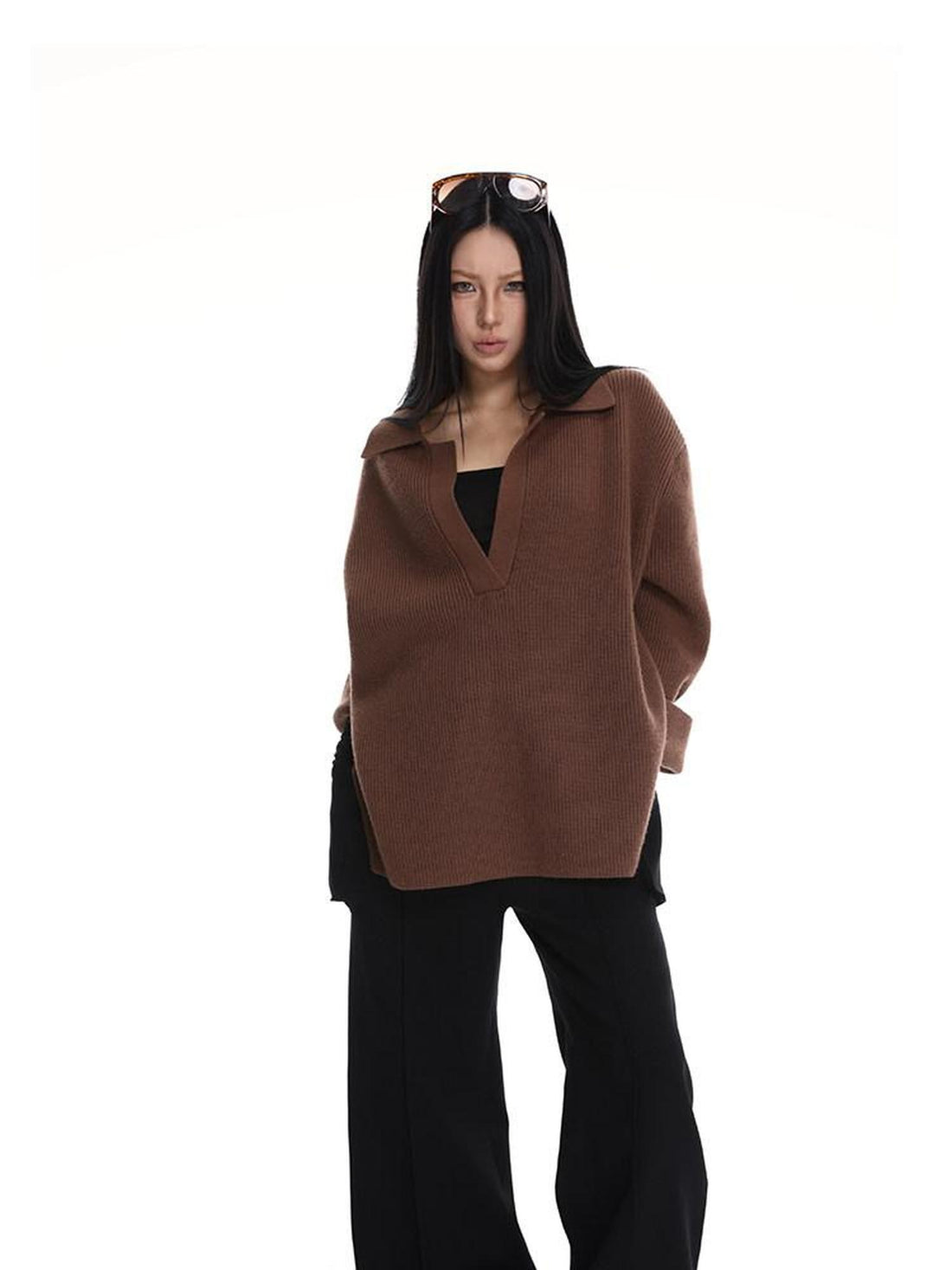 iamxiaa Slouchy Oversized V-neck Relaxed Outerwear Women&